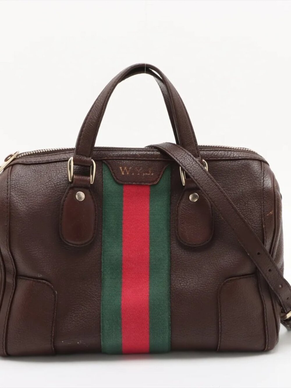 Gucci Leather & Web Boston 2 Way A17